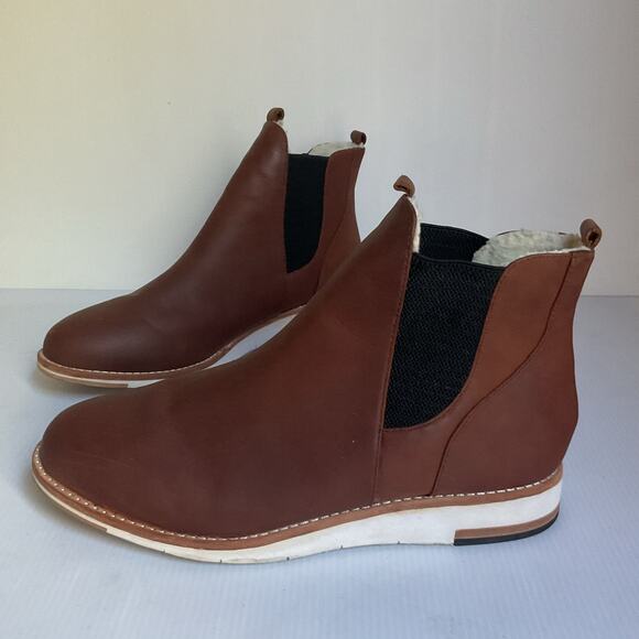 Matt Bernson Brown Leather Chelsea Boots Shearling Lined Women’s Size 9.5 - Picture 1 of 9